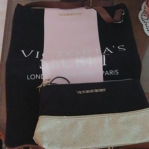 NWOT Victoria's Secret tote bag & makeup bag